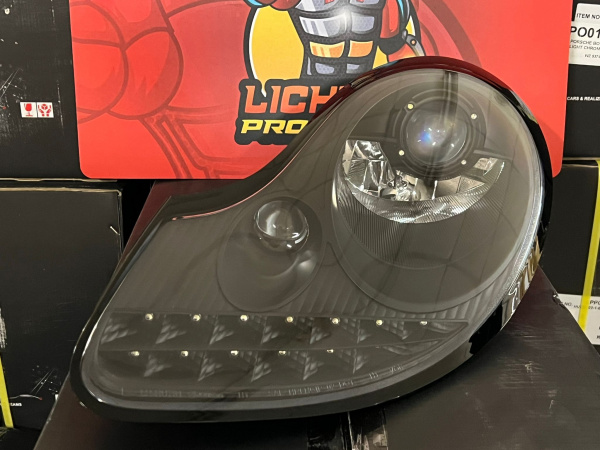 BLACKLINE LED Tagfahrlicht Design Scheinwerfer für Porsche Boxster 986 / 911 996 96-04 schwarz matt
